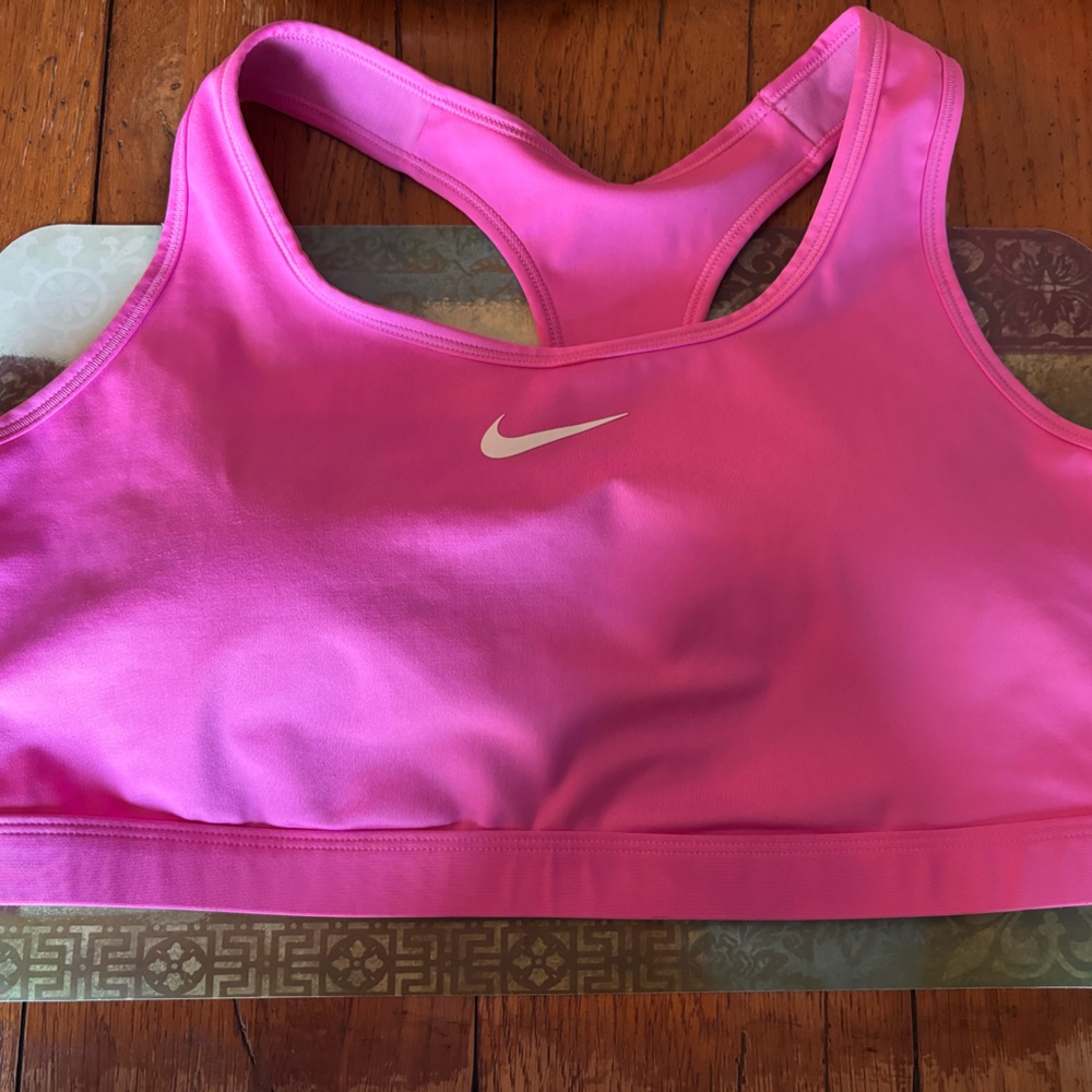Nike Playful Pink Racerback Sports Bra with White Swoosh